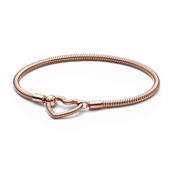 Pandora Moments Slangekædearmbånd med hjertelås rosafg (16-23cm)