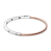 Pandora Signature armring to-tonet ID Pavé sølv + rosa m. cz (16-19 cm)