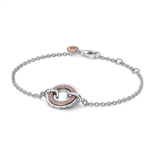 *Pandora Signature armbånd to-tonet pavéret cirkel sølv + rosa (16-20 cm)