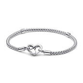 Pandora Moments Slangekædearmbånd sølv m. hjertelås (16-23 cm)
