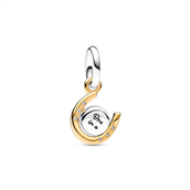 Pandora charm Hestesko m. skive sølv + forgyldt metalblanding m. cz
