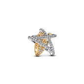 Pandora Funklende Krydsende Stjerne charm sølv + metalblanding m. cz