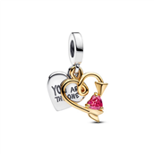 Pandora Hjerte & Pil charm sølv + forgyldt metalblanding m. cz