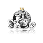 Pandora DISNEY charm sølv Askepots græskar karét cz med 14 kt krone