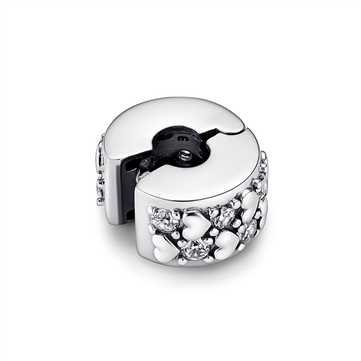 Pandora Clip Charm uendelig hjerter sølv med zirkonia