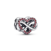 Pandora charm hjerte med røde zirkonia sten sølv