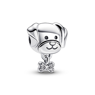 Pandora Charm kæledyr hund med butterfly sølv med kubisk zirkonia