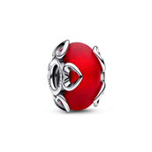 Pandora charm mat rødt muranoglas m. hjerter sølv