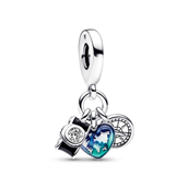 Pandora Kamera, Hjerte & Kompas charm sølv m. emalje + cz