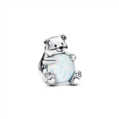 Pandora Isbjørn charm sølv m. synt. opal