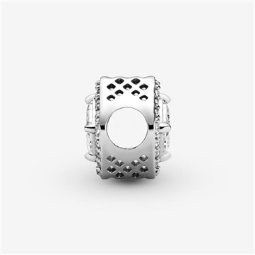 *Pandora Kvadratisk Funklende Halo charm sølv m. cz