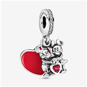 Pandora Disney Mickey Mouse & Minnie Mouse Love Charm med vedhæng sølv