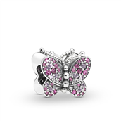 Pandora Dazzling pink butterfly sølv charm pink synt. zirkonia