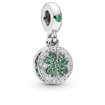 Pandora Dazzling clover sølv charm med vedhæng grønne synt. zirkonia