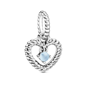 Pandora charm Himmelblåt hjertecharm sølv