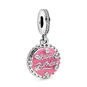 Pandora Pink Fødselsdagskage charm sølv m. emalje