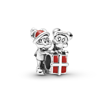 Pandora Disney Mickey Minnie julegave rød emalje sølv