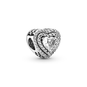 Pandora Charm hjerte med zirkonia sten sølv 
