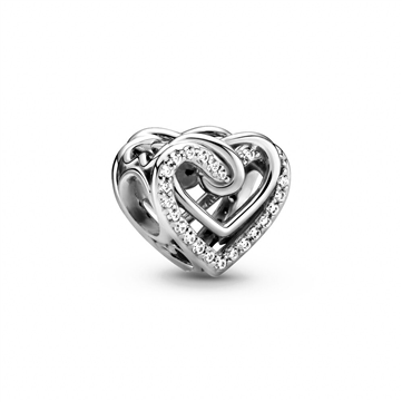 Pandora charm hjerte med zirkonia sten sølv