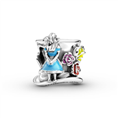Pandora DISNEY charm `Den Gale Hattemagers Teselskab` sølv m. farvet emalje