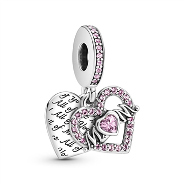 Pandora Hjerte & Mum charm med vedhæng sølv m. lyserøde cz