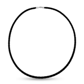 Læder halskæde flettet sort 3,5mm. sølv (50 cm)