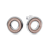 Pandora Signature ørestikker to-tonet sølv og rosaforgyldt metalblanding
