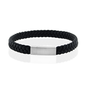 Men by Pind armbånd sort læder stål lås (19-23 cm)