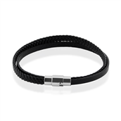 Men by Pind armbånd sort læder mat stål lås (18-24 cm)