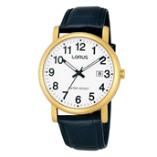 Lorus Classic herreur stål gulddoublé sort læderrem 3bar 38mm