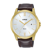 Lorus Classic herreur stål gulddoublé brun læderrem 5bar 43mm