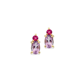 Øreringe pink topas/ametyst 8 kt.