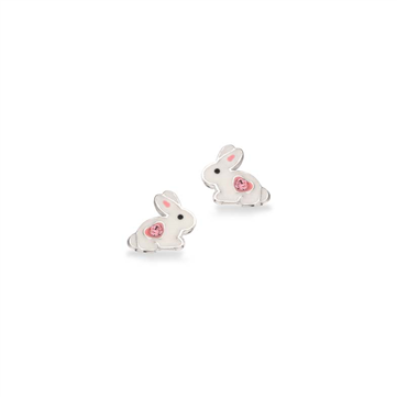 Scrouples Girls øreringe hvid kanin m. pink cubic zir. sølv