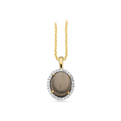 Vedhæng roset smokey quartz/cubic zir 8 kt. sølvk