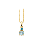 Scrouples vedhæng blå topas/London blue topas 8 kt. m. forgyldt kæde