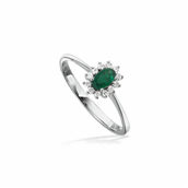 Diana ring roset 0,11 H-W/SI-smaragd 14 kt.