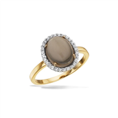 Ring roset smokey quartz/cubic zir. 8 kt.
