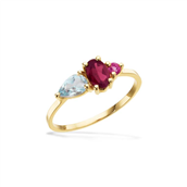 Ring pink/blå topas+rhodolite 8 kt.