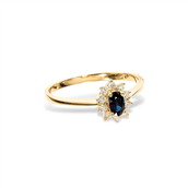 Diana ring roset 0,11 H-W/SI-safir 14 kt.