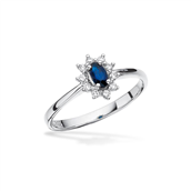 *Diana ring roset 0,11 H-W/SI-safir 14 kt.