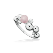 Ring kugler/rosa quartz sølv pt.