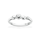 Ring kugler cubic zir. sølv rh.