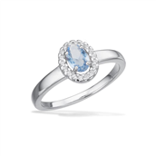SoHo ring roset aqua/hvid cubic zir. sølv rh.