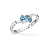 SoHo ring mixed blå cubic zir. sølv rh.
