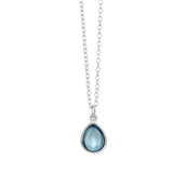 Susanne Friis Bjørner halskæde sølv dråbe cabochon London blå krystal (45cm)