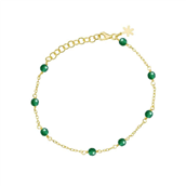 Susanne Friis Bjørner Armbånd forgyldt sølv m. grøn agat (16-20 cm)