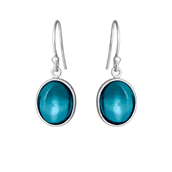 Susanne Friis Bjørner øreringe Oval Cabochon sølv m. London Blue krystal
