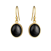 Susanne Friis Bjørner øreringe Oval Cabochon forgyldt sølv m. sort agat