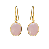 Susanne Friis Bjørner øreringe Oval Cabochon forgyldt sølv m. lyserød krystal