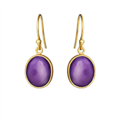Susanne Friis Bjørner øreringe Oval Cabochon forgyldt sølv m. ametyst
